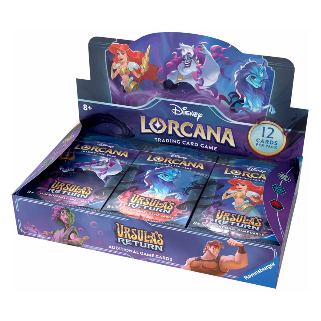 Disney Lorcana: Ursula's Return (The Fourth Chapter) Booster Boxes and Packs are for sale at Gecko Cards! With free UK Postage on all orders over £20 - see the range of TCG Cards, Booster Boxes, Card Sleeves and other Trading Card Game products on our store - all at great prices!