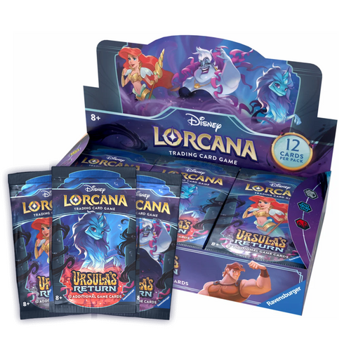 Disney Lorcana: Ursula's Return (The Fourth Chapter) Booster Boxes and Packs are for sale at Gecko Cards! With free UK Postage on all orders over £20 - see the range of TCG Cards, Booster Boxes, Card Sleeves and other Trading Card Game products on our store - all at great prices!