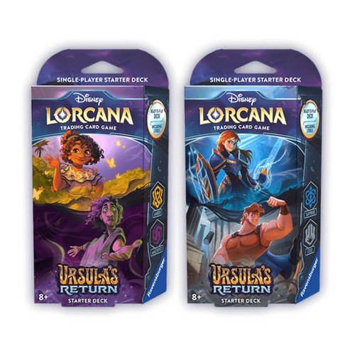 Disney Lorcana: Ursula's Return (The Fourth Chapter) Starter Decks (English) are for sale at Gecko Cards! With free UK Postage on all orders over £20 - see the range of TCG Cards, Booster Boxes, Card Sleeves and other Trading Card Game products on our store - all at great prices!