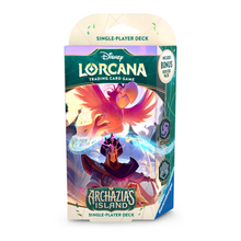 Load image into Gallery viewer, Disney Lorcana: Archazia's Island (Chapter 7) Starter Decks are for sale at Gecko Cards! With free UK Postage on all orders over £25 - see the range of TCG Cards, Booster Boxes, Card Sleeves and other Trading Card Game products on our store - all at great prices!