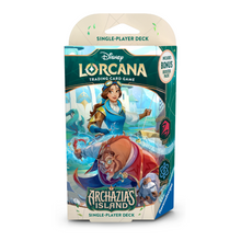 Load image into Gallery viewer, Disney Lorcana: Archazia's Island (Chapter 7) Starter Decks are for sale at Gecko Cards! With free UK Postage on all orders over £25 - see the range of TCG Cards, Booster Boxes, Card Sleeves and other Trading Card Game products on our store - all at great prices!