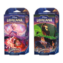 Load image into Gallery viewer, Disney Lorcana: Shimmering Skies (Chapter 5) Starter Decks are for sale at Gecko Cards! With free UK Postage on all orders over £25 - see the range of TCG Cards, Booster Boxes, Card Sleeves and other Trading Card Game products on our store - all at great prices!