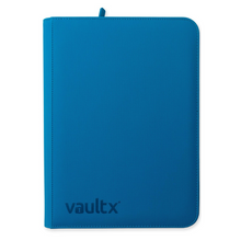 Load image into Gallery viewer, Vault X Exo-Tec 9-Pocket Zip-Up Binders in Neon Blue are for sale at Gecko Cards! With free UK Postage on all orders over £25 - see the range of TCG Cards, Booster Boxes, Card Sleeves and other Trading Card Game products on our store - all at great prices!