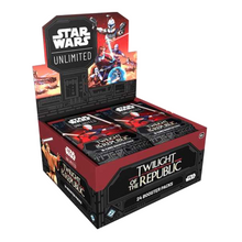 Load image into Gallery viewer, Star Wars: Unlimited Twilight of the Republic Booster Boxes are for sale at Gecko Cards! With free UK Postage on all orders over £25 - see the range of TCG Cards, Booster Boxes, Card Sleeves and other Trading Card Game products on our store - all at great prices!