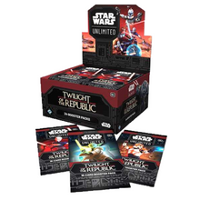 Load image into Gallery viewer, Star Wars: Unlimited Twilight of the Republic Booster Boxes are for sale at Gecko Cards! With free UK Postage on all orders over £25 - see the range of TCG Cards, Booster Boxes, Card Sleeves and other Trading Card Game products on our store - all at great prices!