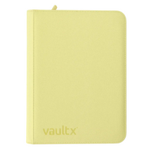 Load image into Gallery viewer, Vault X Exo-Tec 9-Pocket Zip-Up Pastel Yellow Binders are for sale at Gecko Cards! With free UK Postage on all orders over £25 - see the range of TCG Cards, Booster Boxes, Card Sleeves and other Trading Card Game products on our store - all at great prices!