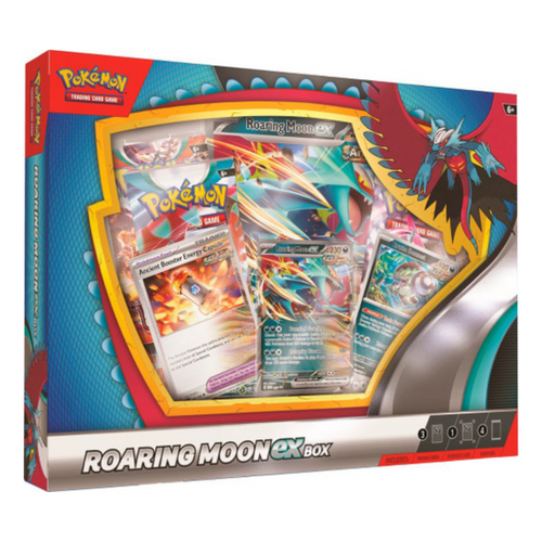 The Pokémon Roaring Moon EX Box (English) is for sale at Gecko Cards! With free UK Postage on all orders over £20 - see the range of TCG Cards, Booster Boxes, Card Sleeves and other Trading Card Game products on our store - all at great prices!