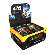 Load image into Gallery viewer, Star Wars: Unlimited Jump to Lightspeed Set 4 Booster Boxes are for sale at Gecko Cards! With free UK Postage on all orders over £25 - see the range of TCG Cards, Booster Boxes, Card Sleeves and other Trading Card Game products on our store - all at great prices!