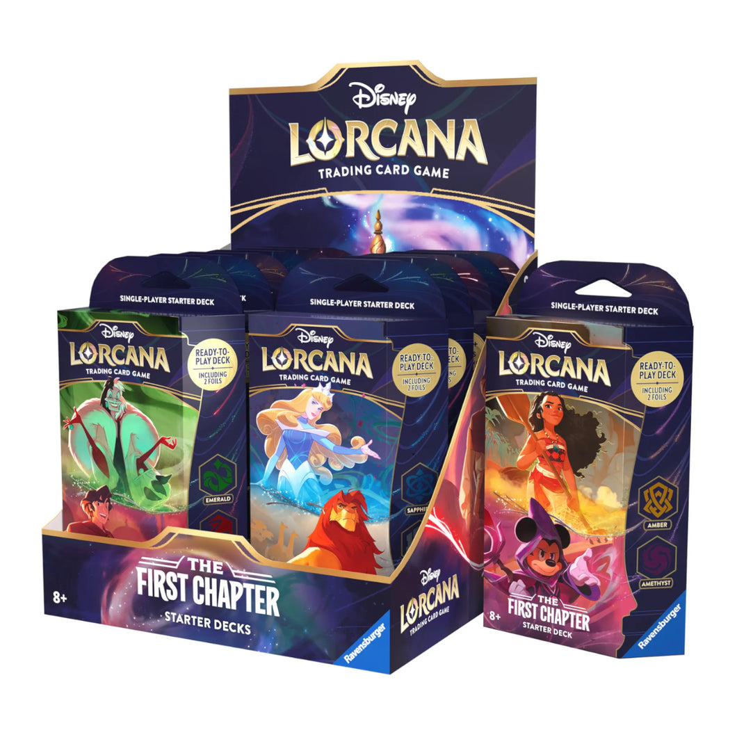 Disney Lorcana: The First Chapter Starter Decks are for sale at Gecko Cards! With free UK Postage on all orders over £20 - see the range of TCG Cards, Booster Boxes, Card Sleeves and other Trading Card Game products on our store - all at great prices!