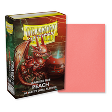 Load image into Gallery viewer, Dragon Shield Japanese (Small) Size Dual Matte Peach Card Sleeves are for sale at Gecko Cards! With free UK Postage on all orders over £20 - see the range of Yu-Gi-Oh! Cards, Booster Boxes, Card Sleeves and other trading card game products in my store - all at great prices!