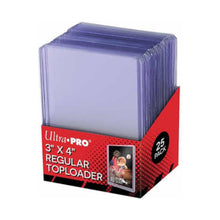 Load image into Gallery viewer, Ultra Pro Toploaders are for sale at Gecko Cards! With free UK Shipping on all orders over £25 - see the range of Trading Cards, Booster Boxes, Card Sleeves and other TCG products on our store - all at great prices!