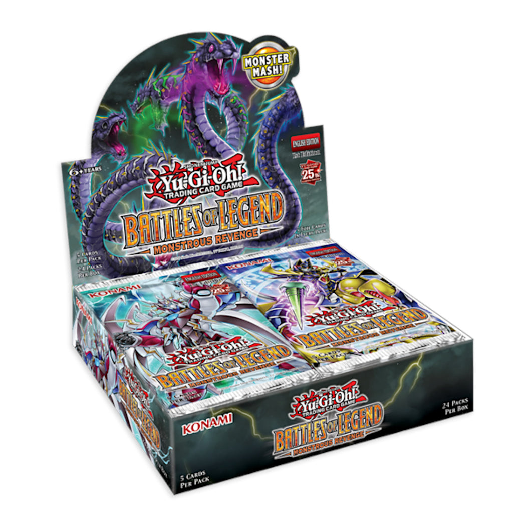Yu-Gi-Oh! Battles of Legend: Monstrous Revenge Booster Boxes and Packs are for sale at Gecko Cards! With free UK Postage on all orders over £20 - see the range of TCG Cards, Booster Boxes, Card Sleeves and other Trading Card Game products on our store - all at great prices!