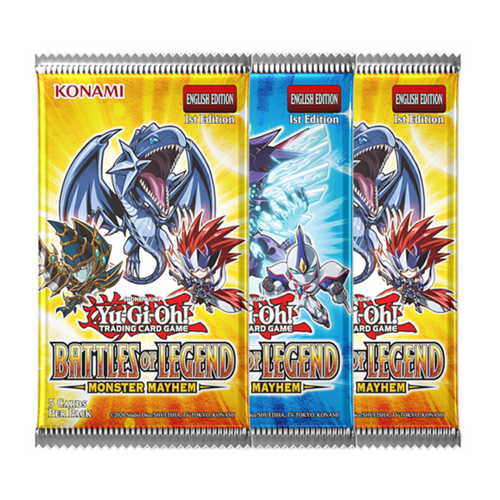 Yu-Gi-Oh! Battles of Legend: Monster Mayhem Booster Packs are for sale at Gecko Cards! With free UK Postage on all orders over £25 - see the range of TCG Cards, Booster Boxes, Card Sleeves and other Trading Card Game products on our store - all at great prices!