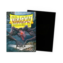 Load image into Gallery viewer, Dragon Shield Standard Size Matte Card Sleeves in Black are for sale at Gecko Cards! With free UK Postage on all orders over £25 - see the range of Yu-Gi-Oh! Cards, Booster Boxes, Card Sleeves and other trading card game products on our store - all at great prices!
