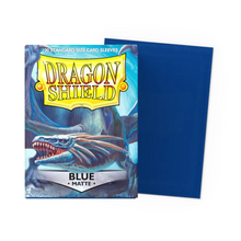 Load image into Gallery viewer, Dragon Shield Standard Size Matte Card Sleeves in Blue are for sale at Gecko Cards! With free UK Postage on all orders over £25 - see the range of Yu-Gi-Oh! Cards, Booster Boxes, Card Sleeves and other trading card game products on our store - all at great prices!
