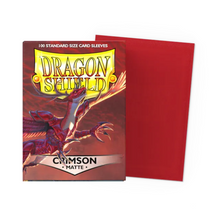 Load image into Gallery viewer, Dragon Shield Standard Size Matte Card Sleeves in Crimson are for sale at Gecko Cards! With free UK Postage on all orders over £25 - see the range of Yu-Gi-Oh! Cards, Booster Boxes, Card Sleeves and other trading card game products on our store - all at great prices!
