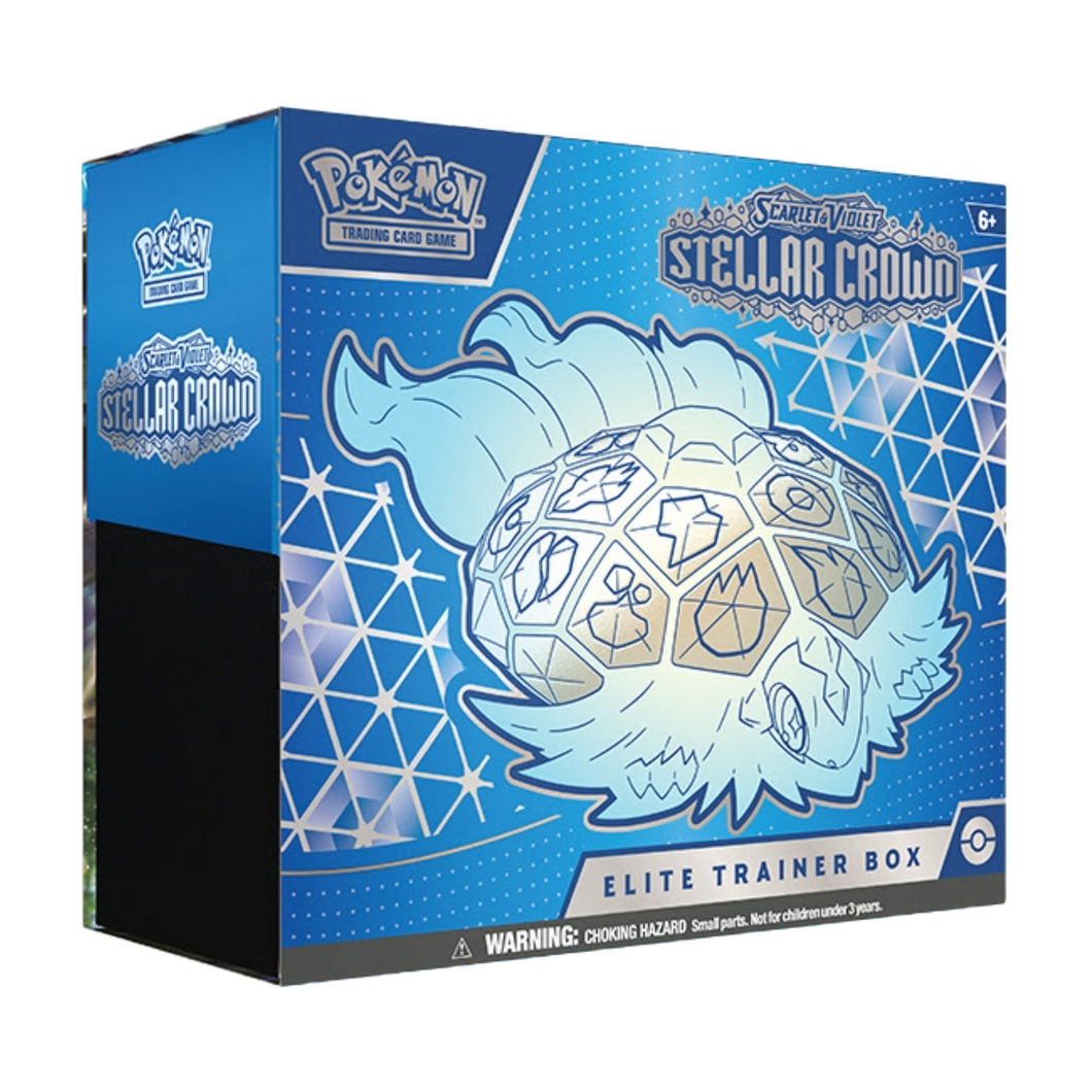 Pokémon TCG: Scarlet & Violet 7 - Crown Stellar - Elite Trainer Boxes are for sale at Gecko Cards! With free UK Postage on all orders over £25 - see the range of Yu-Gi-Oh! Cards, Booster Boxes, Card Sleeves and other trading card game products on our my store - all at great prices!