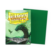 Load image into Gallery viewer, Dragon Shield Standard Size Matte Card Sleeves in Emerald are for sale at Gecko Cards! With free UK Postage on all orders over £25 - see the range of Yu-Gi-Oh! Cards, Booster Boxes, Card Sleeves and other trading card game products on our store - all at great prices!
