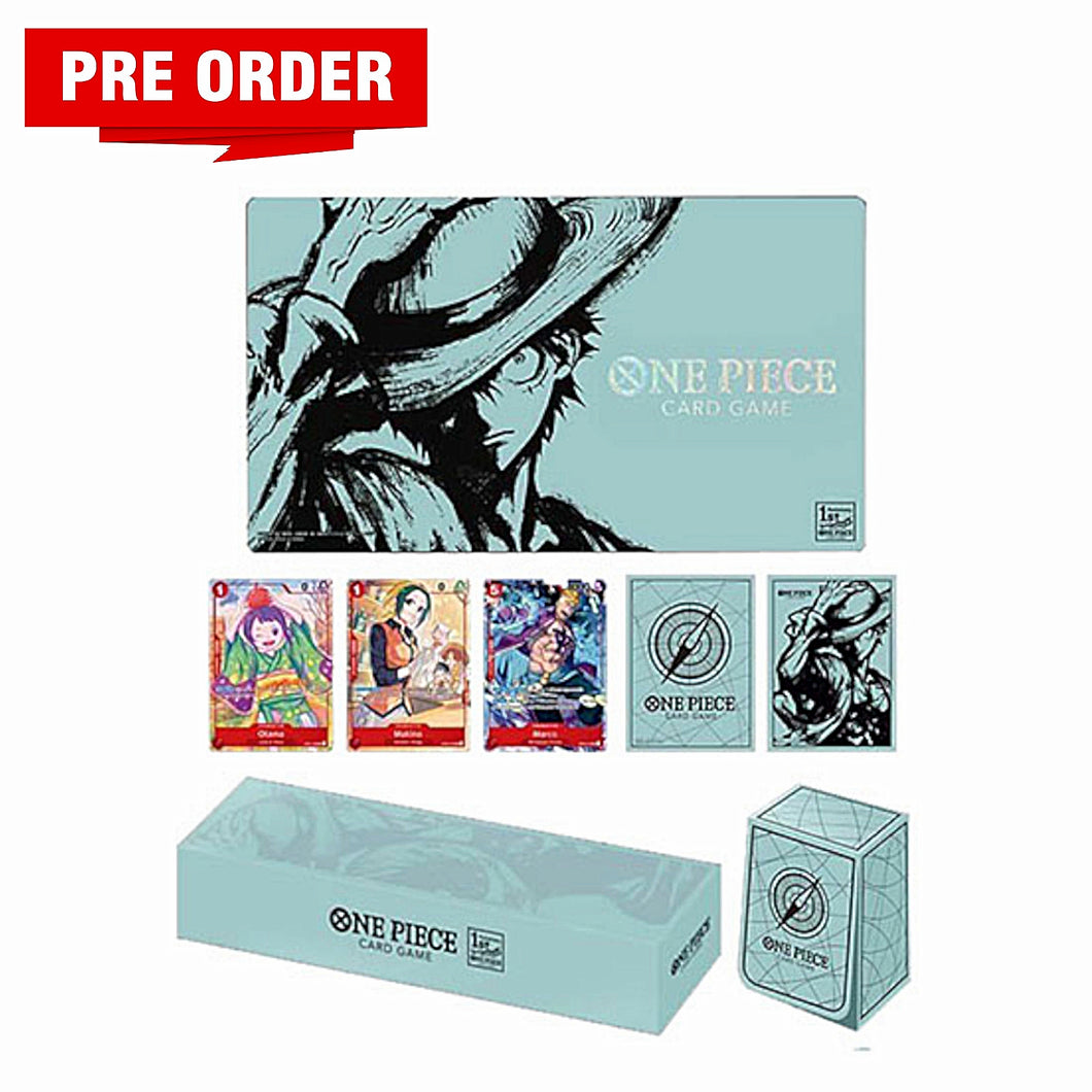 The One Piece Card Game: Japanese 1st Anniversary Set (English) is for sale at Gecko Cards! With free UK Postage on all orders over £20 - see the range of Yu-Gi-Oh! Cards, Booster Boxes, Card Sleeves and other trading card game products in my store - all at great prices!