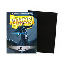 Load image into Gallery viewer, Dragon Shield Standard Size Matte Card Sleeves in Jet are for sale at Gecko Cards! With free UK Postage on all orders over £25 - see the range of Yu-Gi-Oh! Cards, Booster Boxes, Card Sleeves and other trading card game products on our store - all at great prices!
