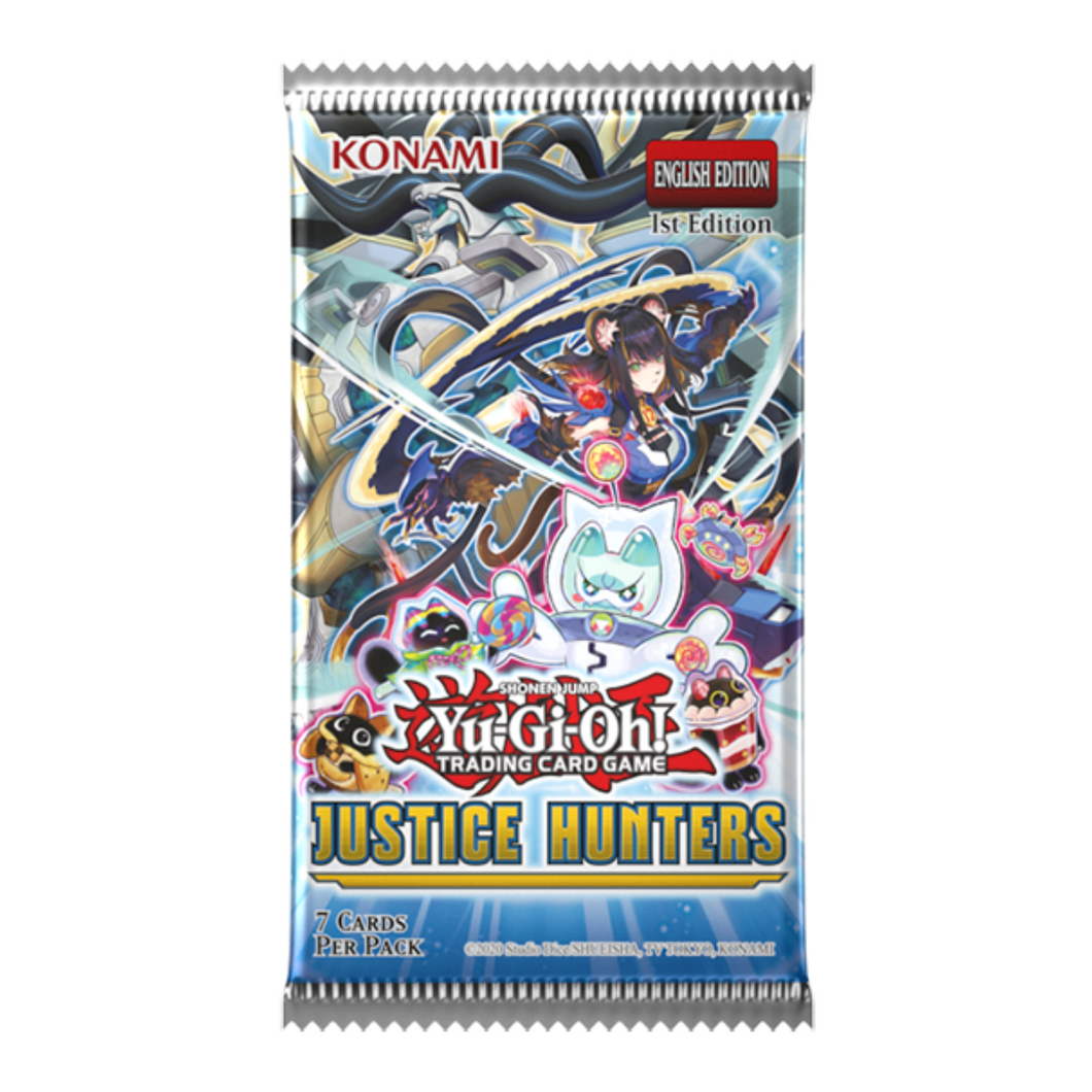 Yu-Gi-Oh! Justice Hunters Booster Packs are for sale at Gecko Cards! With free UK Postage on all orders over £25 - see the range of TCG Cards, Booster Boxes, Card Sleeves and other Trading Card Game products on our store - all at great prices!