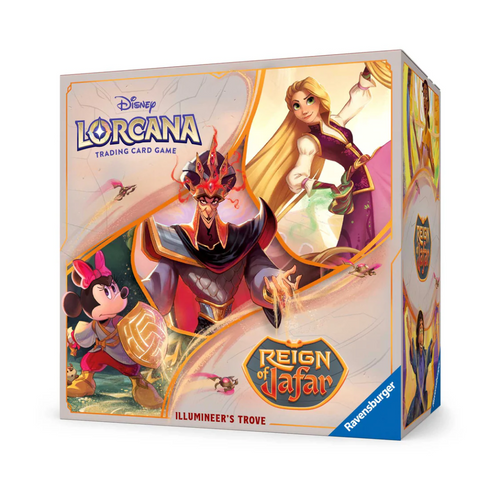 The Disney Lorcana: Reign Of Jafar (Chapter 8) Illumineer's Trove (English) is for sale at Gecko Cards! With free UK Postage on all orders over £25 - see the range of TCG Cards, Booster Boxes, Card Sleeves and other Trading Card Game products on our store - all at great prices!