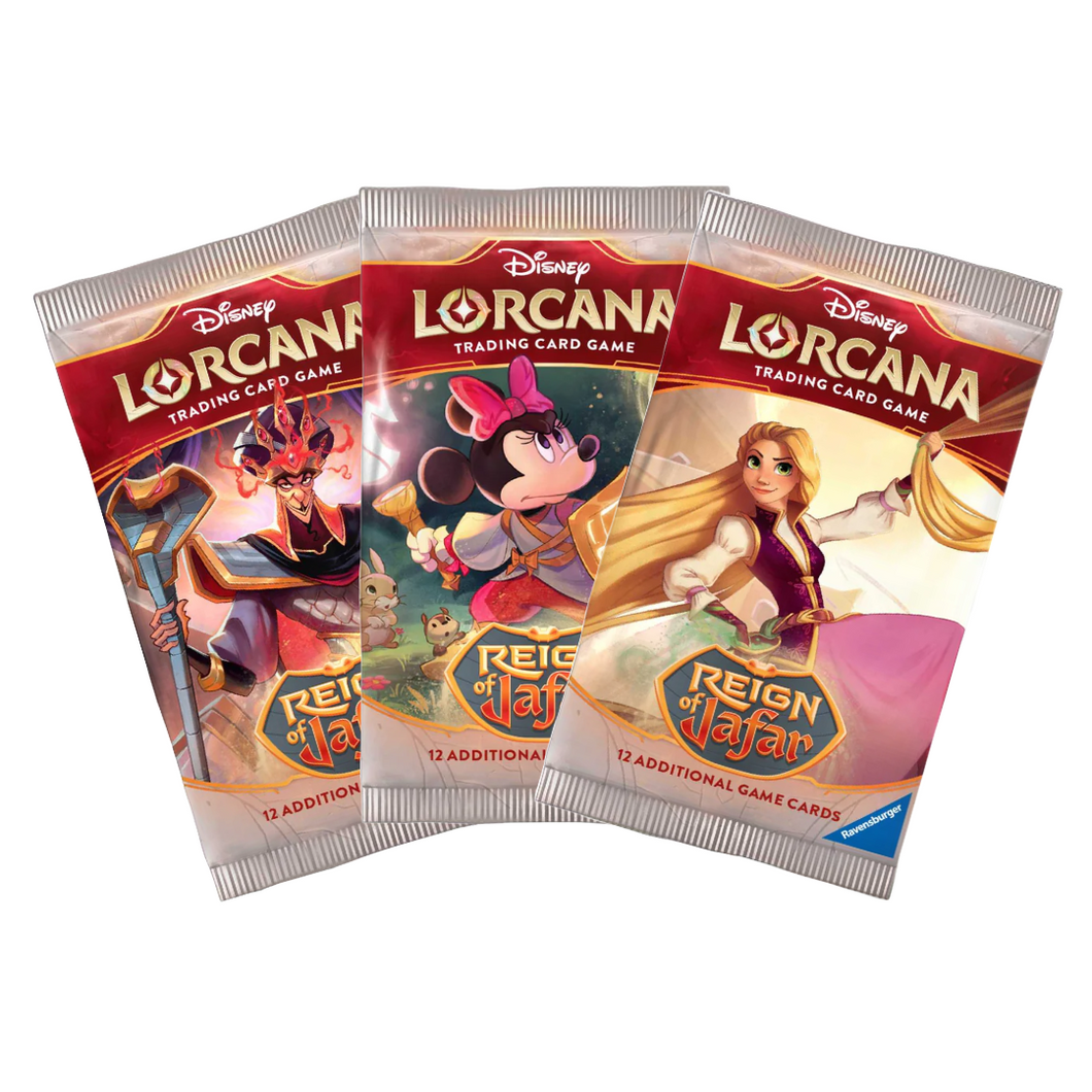 Disney Lorcana: Reign Of Jafar (Chapter 8) Booster Packs are for sale at Gecko Cards! With free UK Postage on all orders over £25 - see the range of TCG Cards, Booster Boxes, Card Sleeves and other Trading Card Game products on our store - all at great prices!