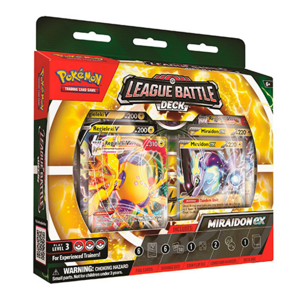 Pokémon Miraidon EX League Battle Decks are for sale at Gecko Cards! With free UK Postage on all orders over £20 - see the range of Pokémon Cards, Boxes and other trading card game products on our store - all at great prices!