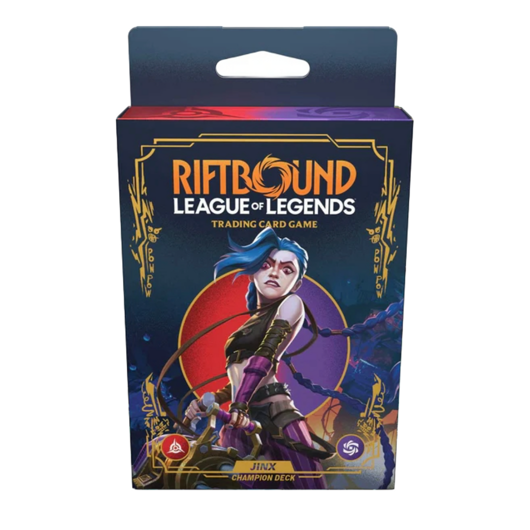 The Riftbound: Origins (Set 1) Champion Deck - Jinx is for sale at Gecko Cards! With free UK Postage on all orders over £25 - see the range of TCG Cards, Booster Boxes, Card Sleeves and other Trading Card Game products on our store - all at great prices!