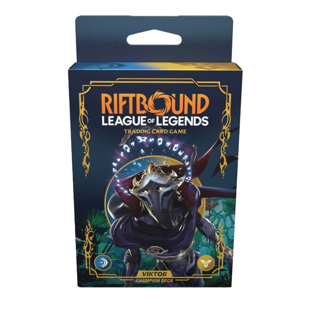 The Riftbound: Origins (Set 1) Champion Deck - Viktor is for sale at Gecko Cards! With free UK Postage on all orders over £25 - see the range of TCG Cards, Booster Boxes, Card Sleeves and other Trading Card Game products on our store - all at great prices!