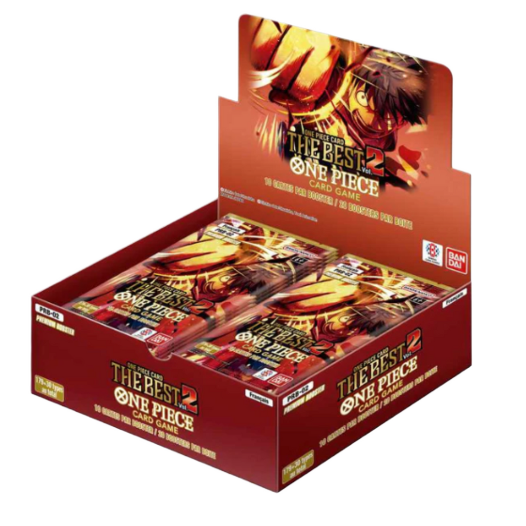 One Piece Card Game: The Best Volume 2 Booster Boxes (PRB-02) (English) are for sale at Gecko Cards! With free UK Postage on all orders over £25 - see the range of TCG Cards, Booster Boxes, Card Sleeves and other Trading Card Game products on our store - all at great prices!