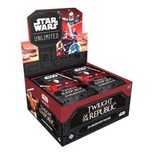 Load image into Gallery viewer, Star Wars: Unlimited Twilight of the Republic Booster Boxes are for sale at Gecko Cards! With free UK Postage on all orders over £25 - see the range of TCG Cards, Booster Boxes, Card Sleeves and other Trading Card Game products on our store - all at great prices!
