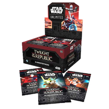 Load image into Gallery viewer, Star Wars: Unlimited Twilight of the Republic Booster Boxes are for sale at Gecko Cards! With free UK Postage on all orders over £25 - see the range of TCG Cards, Booster Boxes, Card Sleeves and other Trading Card Game products on our store - all at great prices!
