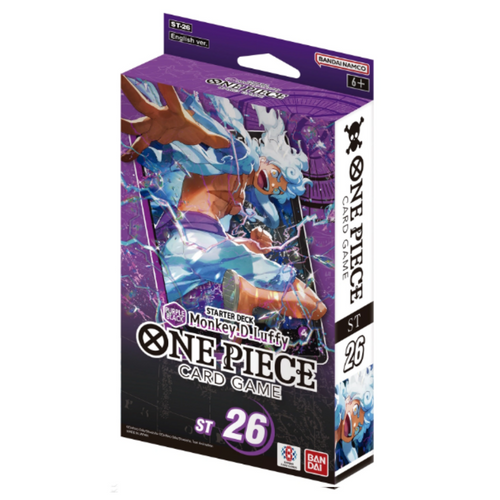 One Piece Card Game: PURPLE/BLACK Monkey.D.Luffy (ST-26) Starter Decks are for sale at Gecko Cards! With free UK Postage on all orders over £25 - see the range of Yu-Gi-Oh! Cards, Booster Boxes, Card Sleeves and other trading card game products on our store - all at great prices!