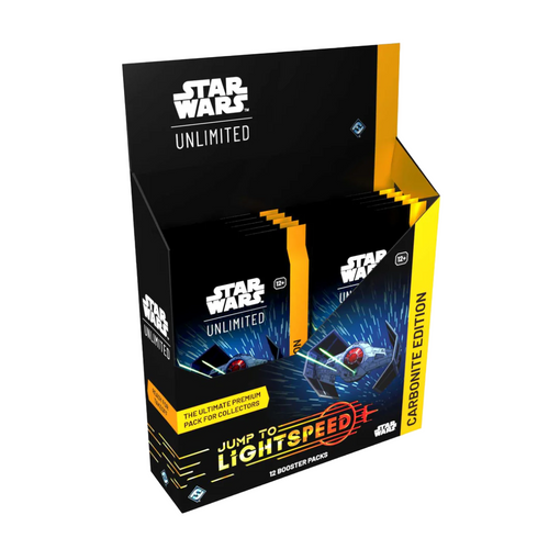 Star Wars: Unlimited Jump to Lightspeed Set 4 Carbonite Collector Booster Boxes are for sale at Gecko Cards! With free UK Postage on all orders over £25 - see the range of TCG Cards, Booster Boxes, Card Sleeves and other Trading Card Game products on our store - all at great prices!