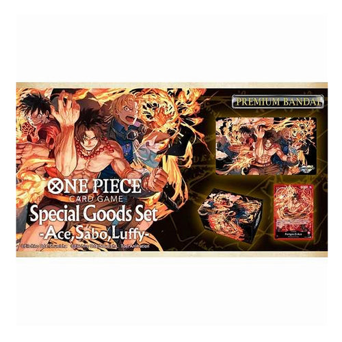 The One Piece Card Game: Special Goods Set - Ace/Sabo/Luffy (English) is for sale at Gecko Cards! With free UK Postage on all orders over £20 - see the range of TCG Cards, Booster Boxes, Card Sleeves and other Trading Card Game products on our store - all at great prices!