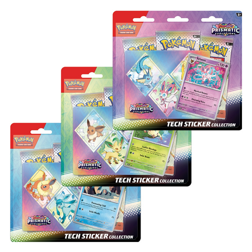 Pokémon TCG: Scarlet & Violet 8.5 - Prismatic Evolutions - Tech Sticker Collections are for sale at Gecko Cards! With free UK Postage on all orders over £25 - see the range of Yu-Gi-Oh! Cards, Booster Boxes, Card Sleeves and other trading card game products on our my store - all at great prices!