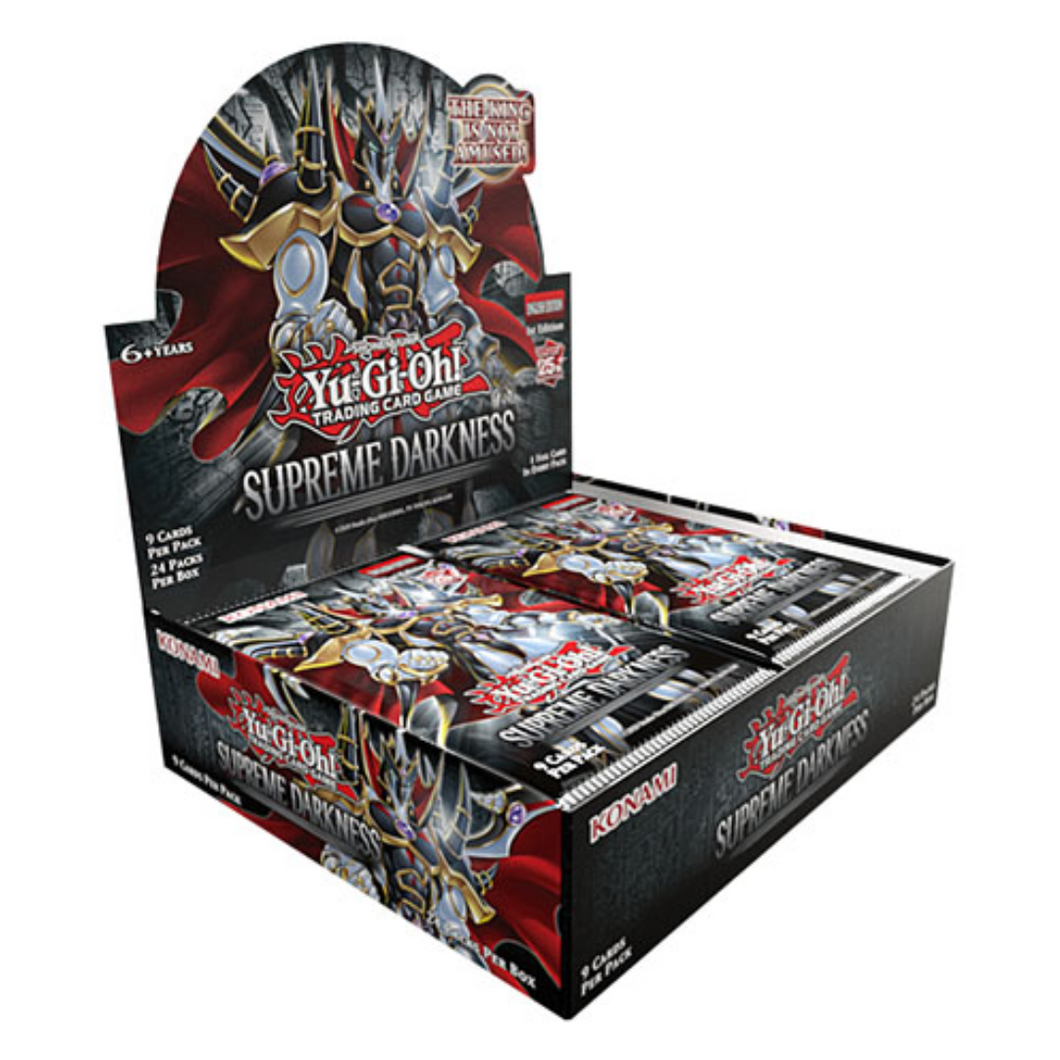 Yu-Gi-Oh! Supreme Darkness Booster Boxes are for sale at Gecko Cards! With free UK Postage on all orders over £25 - see the range of TCG Cards, Booster Boxes, Card Sleeves and other Trading Card Game products on our store - all at great prices!