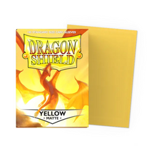 Load image into Gallery viewer, Dragon Shield Standard Size Matte Card Sleeves in Yellow are for sale at Gecko Cards! With free UK Postage on all orders over £25 - see the range of Yu-Gi-Oh! Cards, Booster Boxes, Card Sleeves and other trading card game products on our store - all at great prices!
