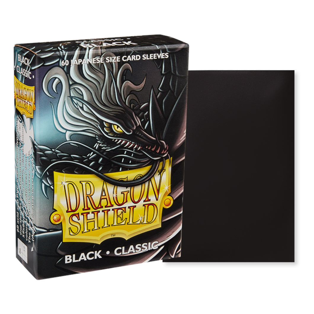 Dragon Shield Japanese (Small) Size Classic Black Card Sleeves are for sale at Gecko Cards! With free UK Postage on all orders over £20 - see the range of Yu-Gi-Oh! Cards, Booster Boxes, Card Sleeves and other trading card game products in my store - all at great prices!