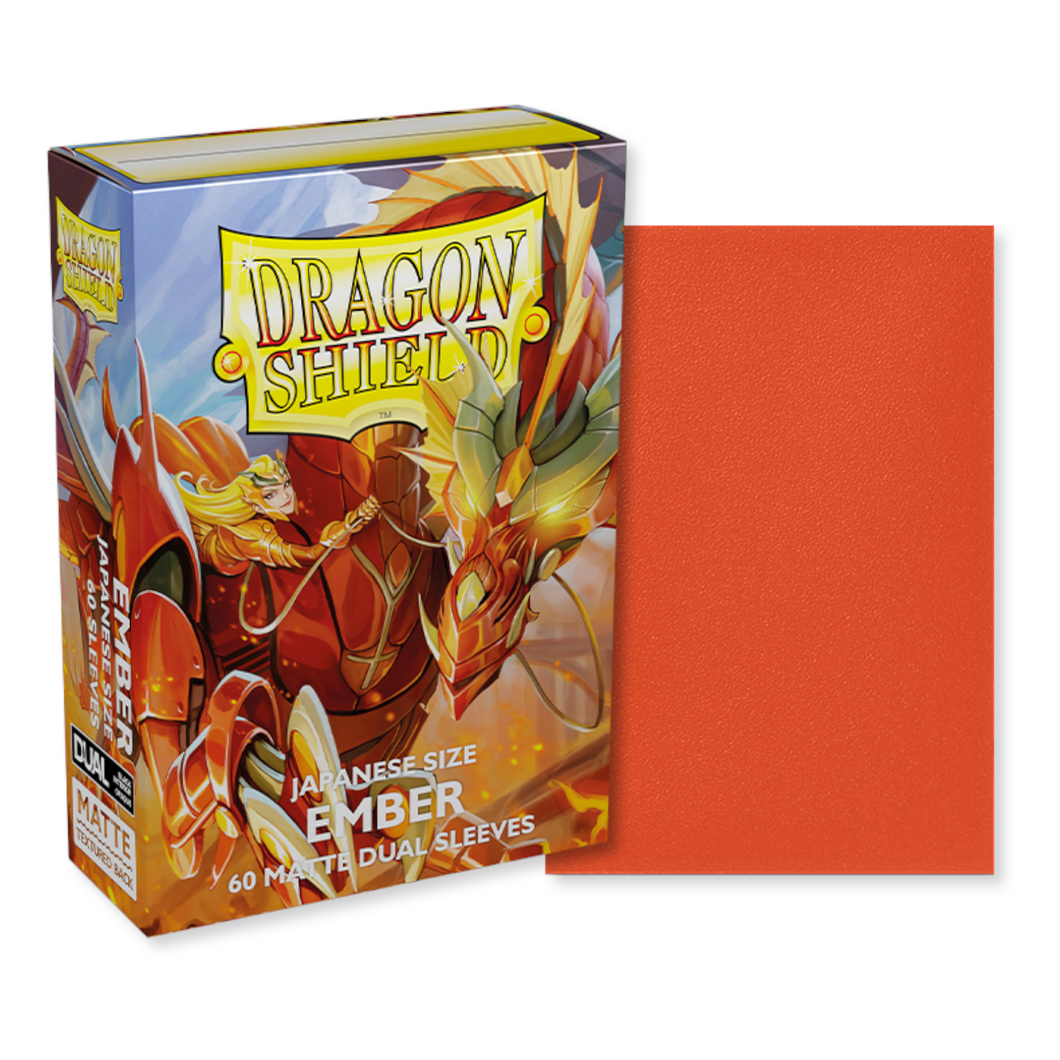 Dragon Shield Japanese (Small) Size Dual Matte Ember Card Sleeves are for sale at Gecko Cards! With free UK Postage on all orders over £20 - see the range of Yu-Gi-Oh! Cards, Booster Boxes, Card Sleeves and other trading card game products in my store - all at great prices!