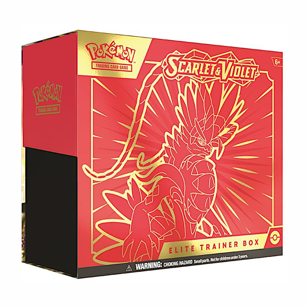 Pokémon Scarlet & Violet 1 Elite Trainer Boxes (ETB) - Koraidon are for sale at Gecko Cards! With free UK Postage on all orders over £20 - see the range of TCG Cards, Booster Boxes, Card Sleeves and other Trading Card Game products on our store - all at great prices!